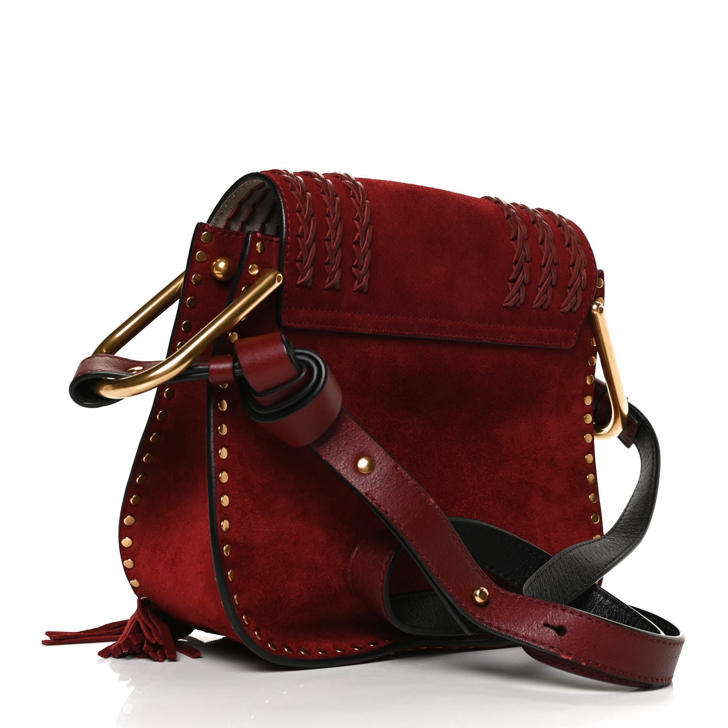 Chloe Suede Calfskin Braided Mini Hudson Shoulder Bag Sienna Red 2 of 11