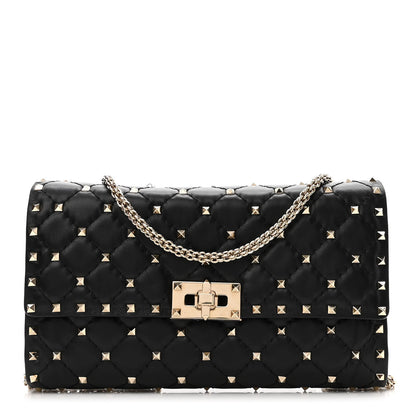 Valentino Garavani Lambskin Rockstud Spike Wallet on Chain Black 1 of 11