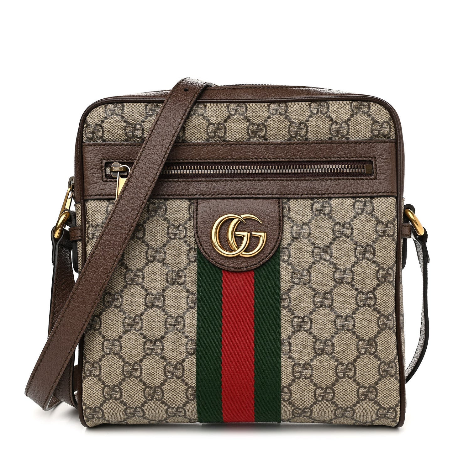 GG Supreme Monogram Web Small Ophidia Messenger Bag Brown
