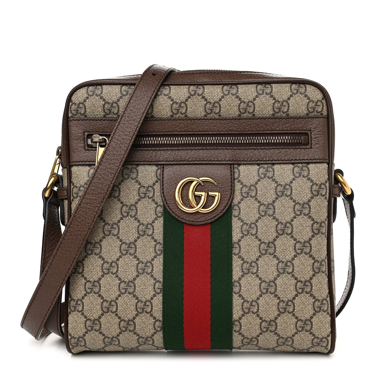 Gucci GG Supreme Monogram Web Small Ophidia Messenger Bag Brown 1 of 15
