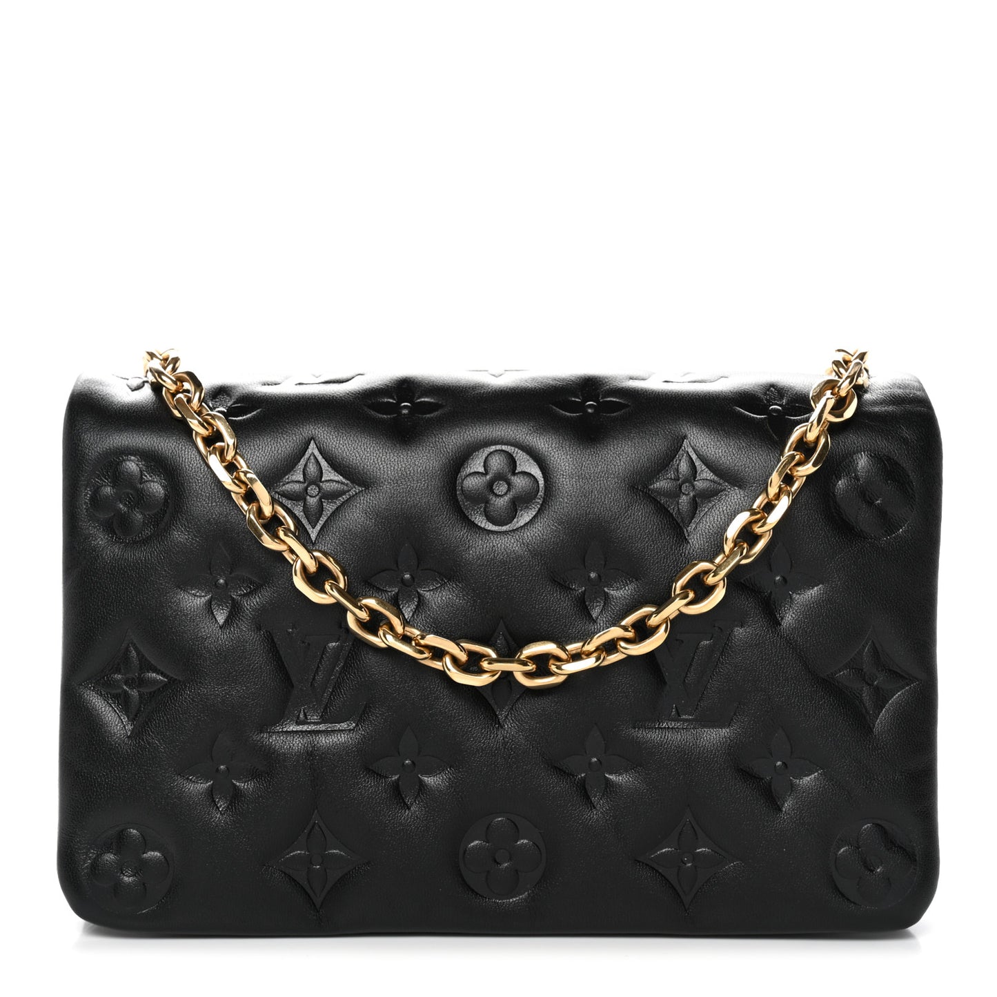 Lambskin Embossed Monogram Pochette Coussin Black