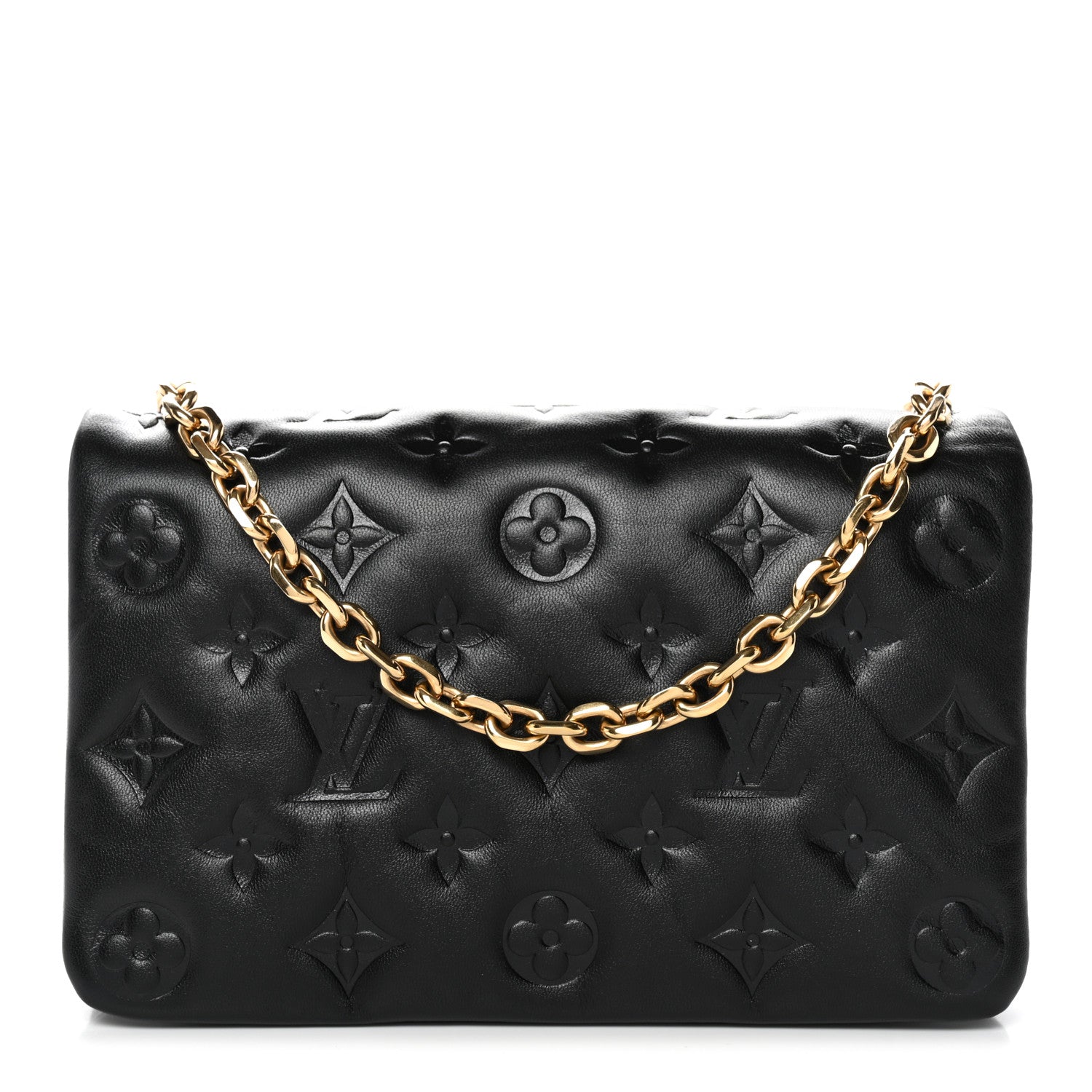 Louis Vuitton Lambskin Embossed Monogram Pochette Coussin Black 1 of 10