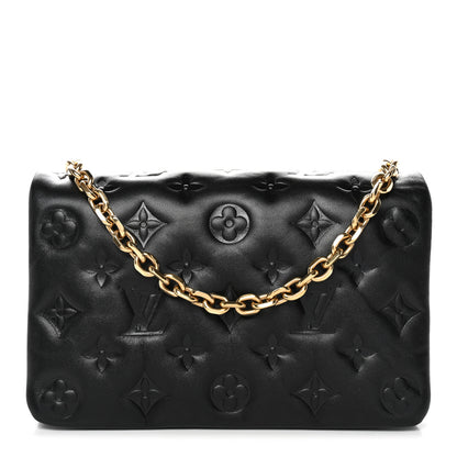 Louis Vuitton Lambskin Embossed Monogram Pochette Coussin Black 1 of 10