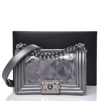 Chanel Metallic Lambskin PVC Quilted Small Boy Flap Silver 10 of 10
