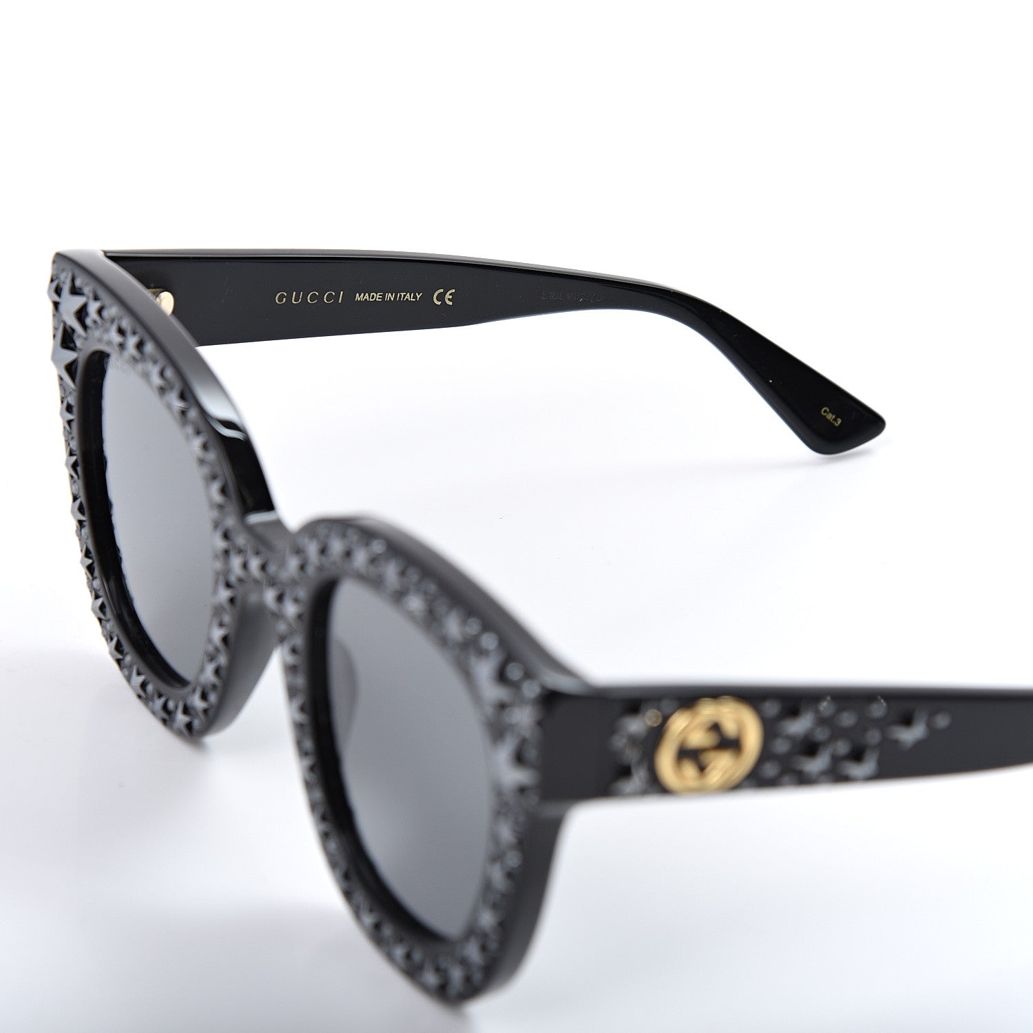 Gucci Acetate Stars Cat Eye Sunglasses GG0116S Black 5 of 8