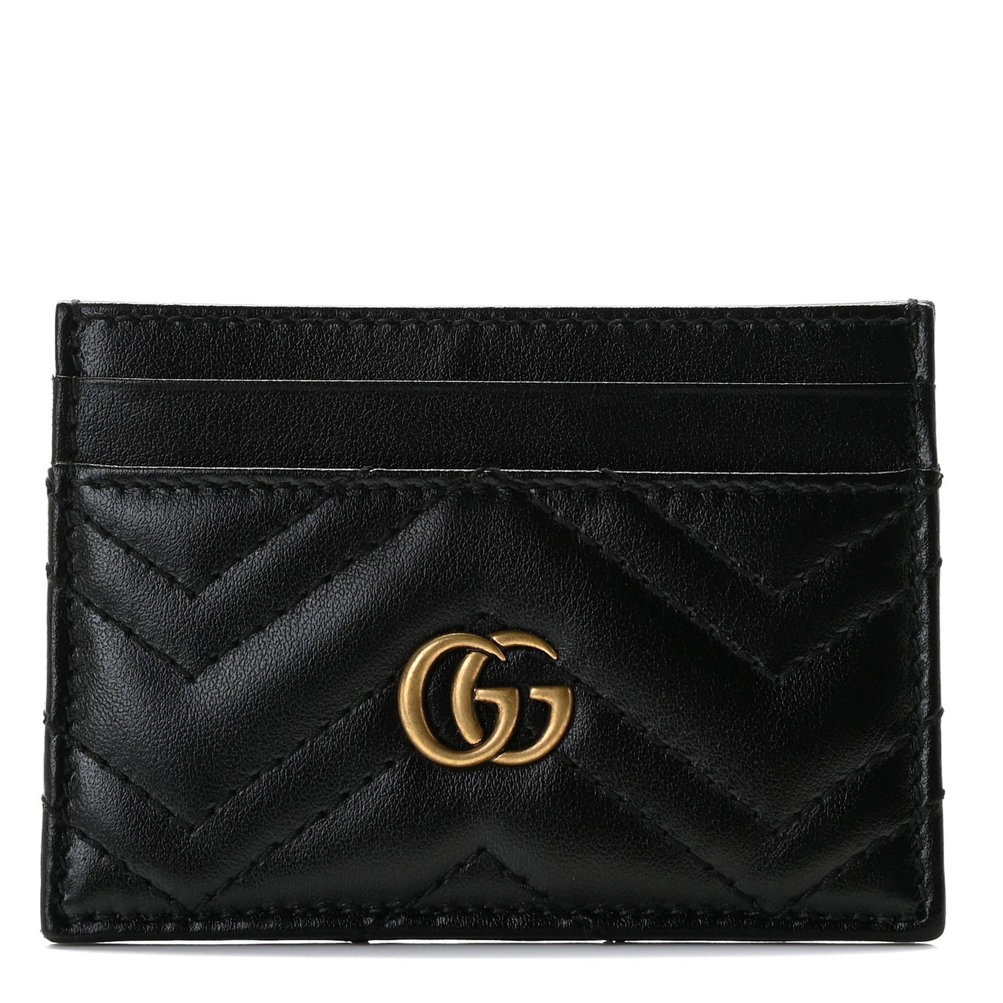 Calfskin Matelasse GG Marmont Card Holder Black