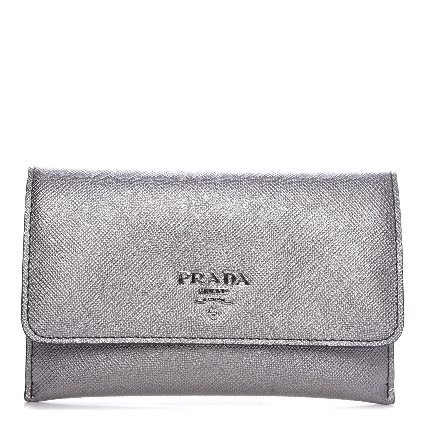 Saffiano Metal Flap Wallet Cromo