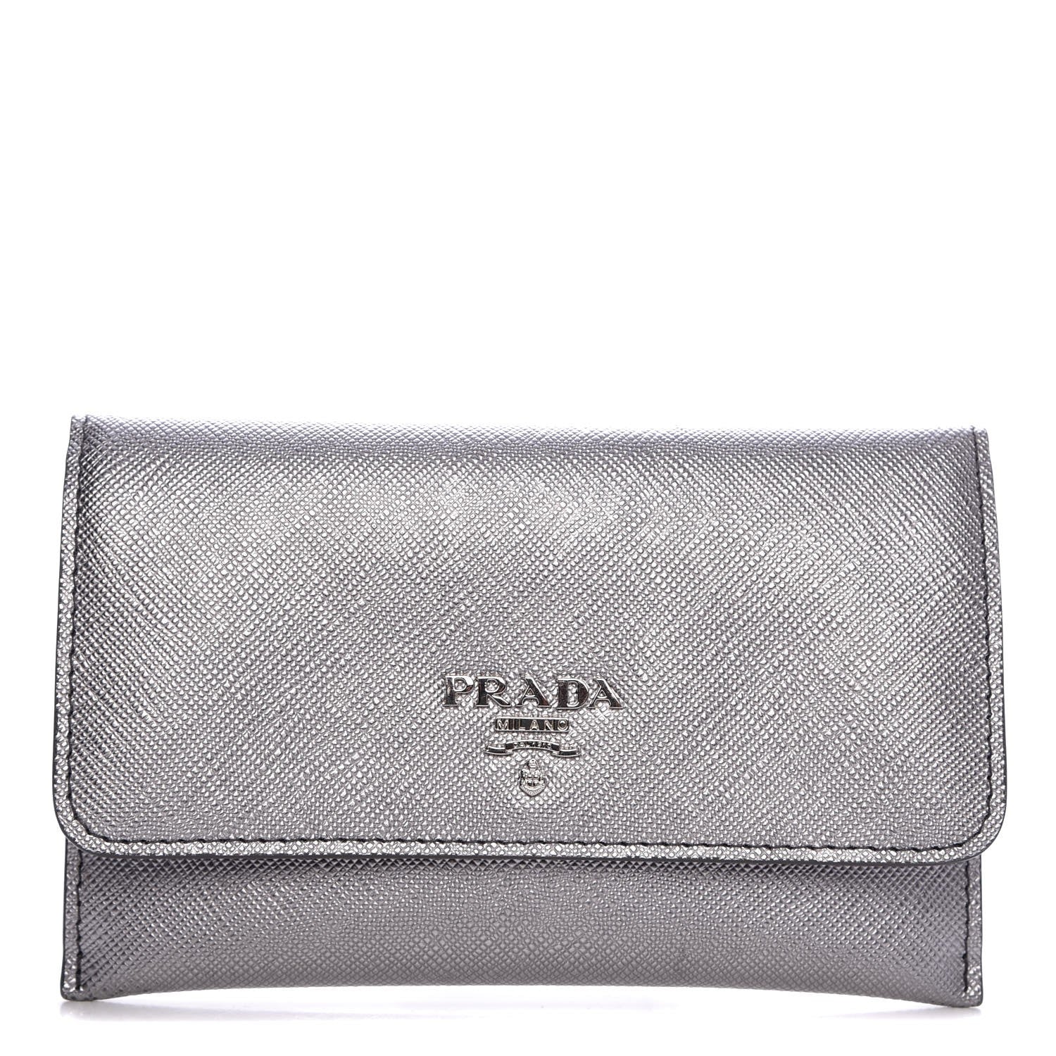 Prada Saffiano Metal Flap Wallet Cromo 1 of 7