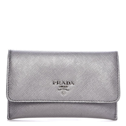 Prada Saffiano Metal Flap Wallet Cromo 1 of 7