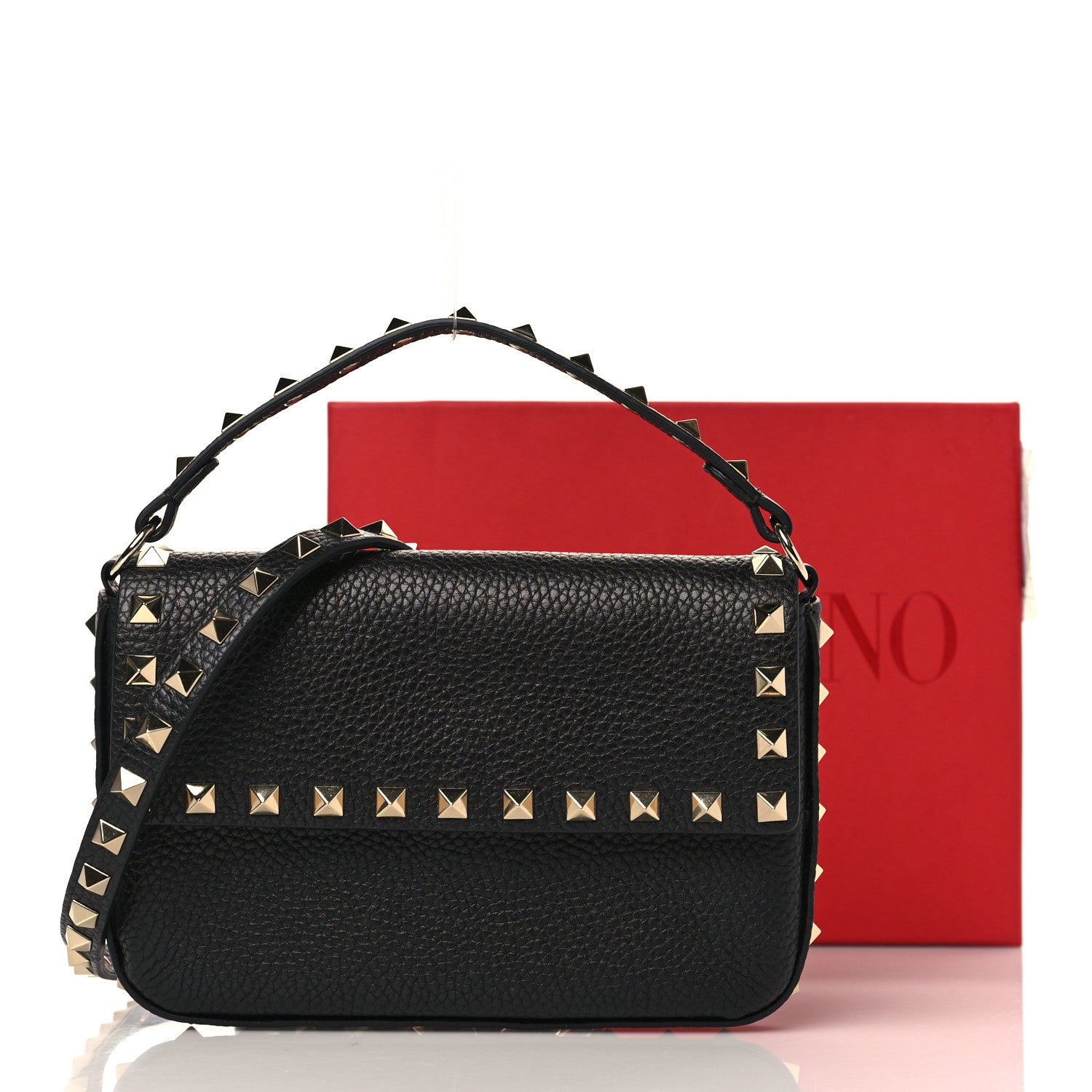 Valentino Garavani Grainy Calfskin Rockstud Crossbody Pouch Black 9 of 9