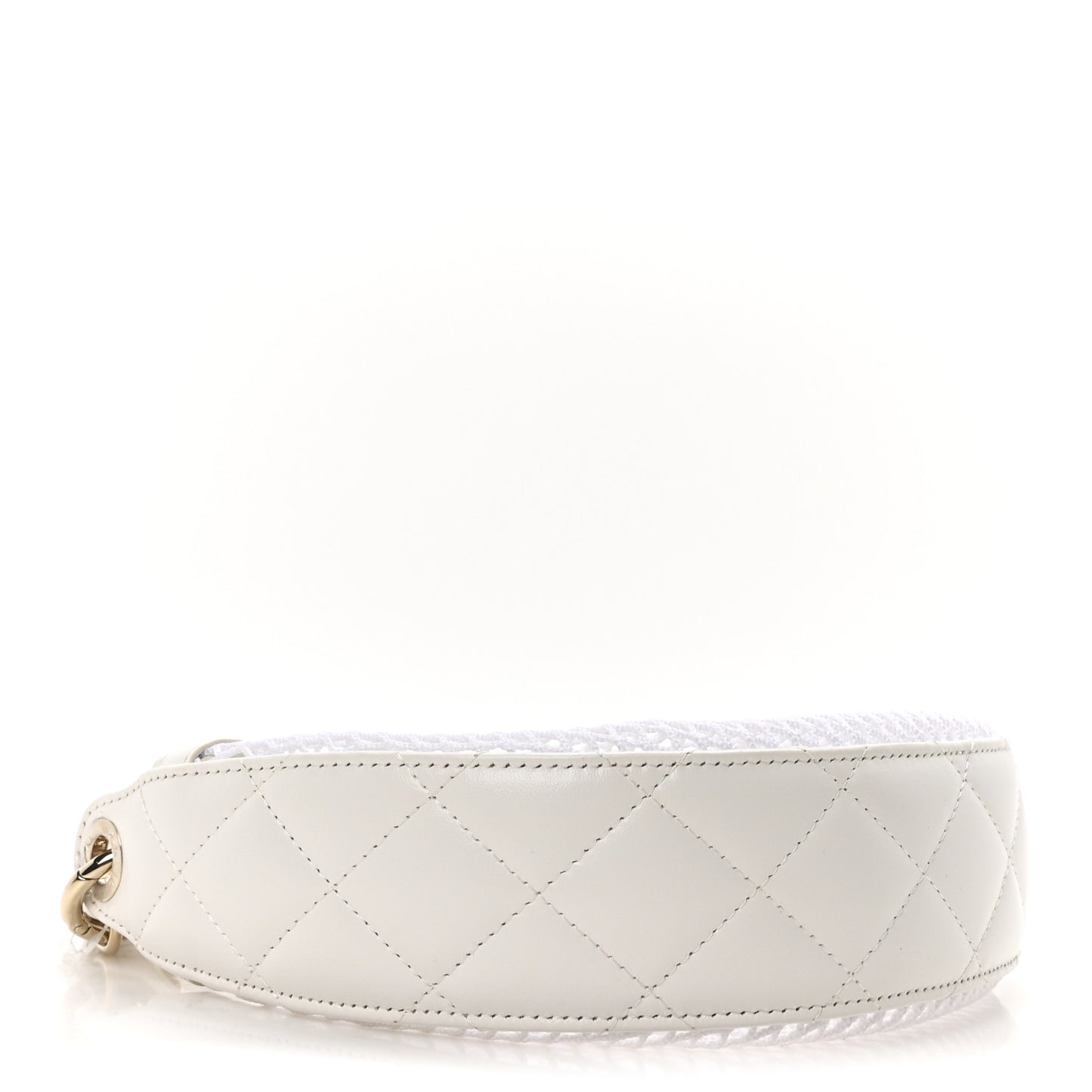 Mesh Shiny Lambskin Chain Hobo White