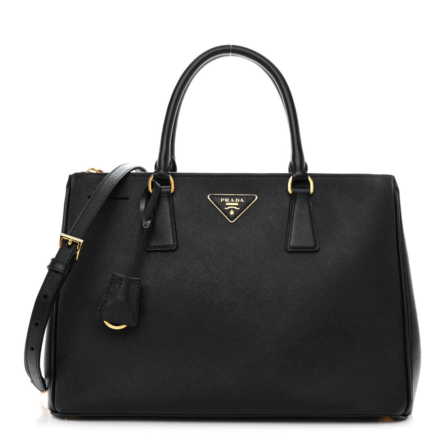 Saffiano Lux Medium Galleria Double Zip Tote Black