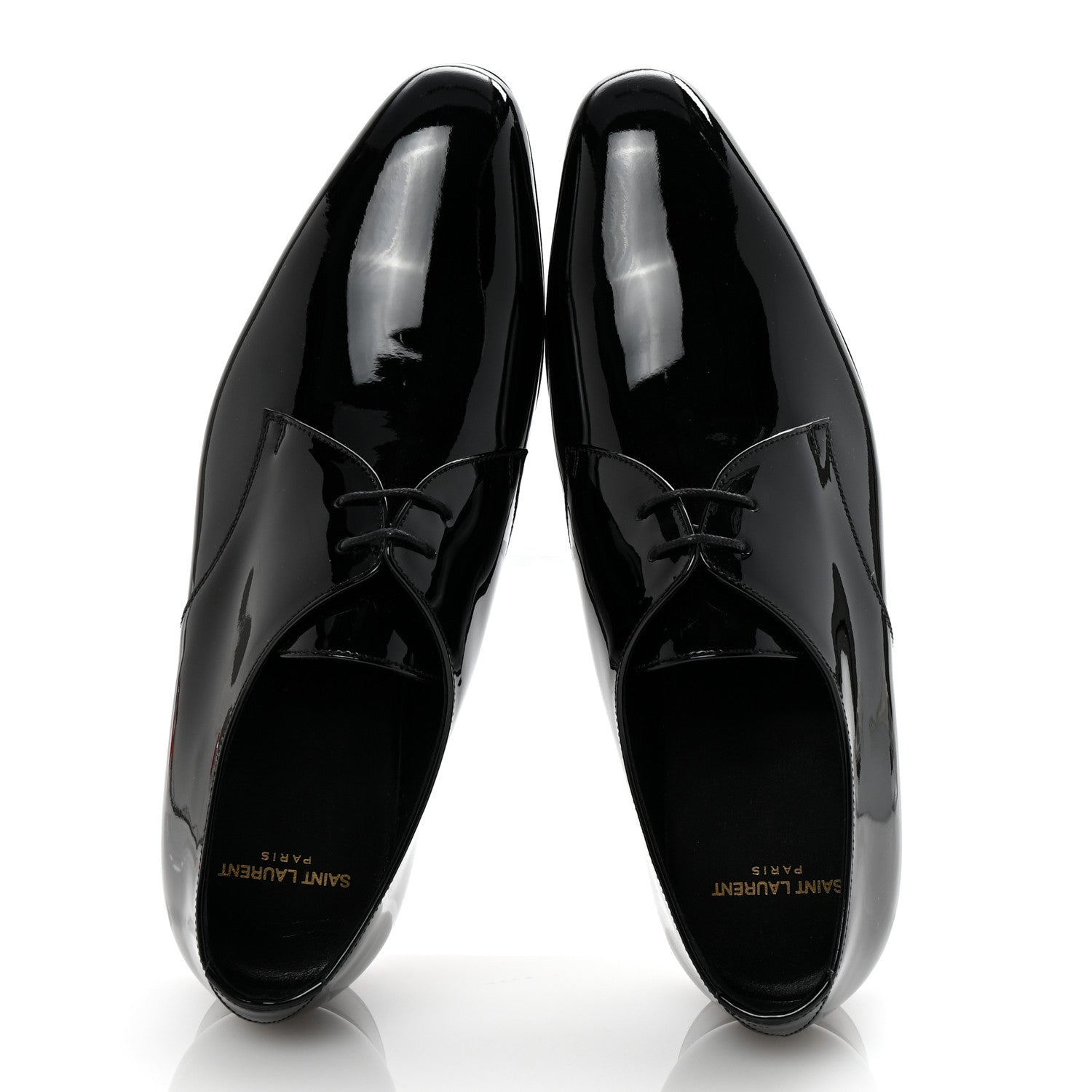 Saint Laurent Patent Calfskin Mens Derby Lace Up Shoes 41.5 Black 2 of 9