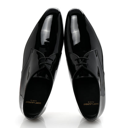 Saint Laurent Patent Calfskin Mens Derby Lace Up Shoes 41.5 Black 2 of 9