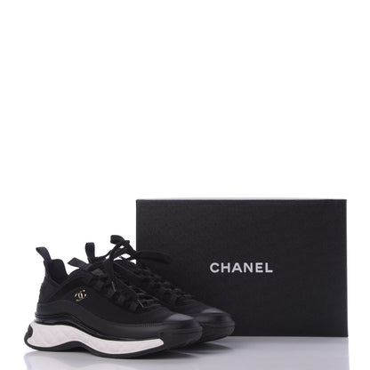 Chanel Velvet Calfskin Mixed Fibers CC Sneakers 39.5 Black 10 of 10