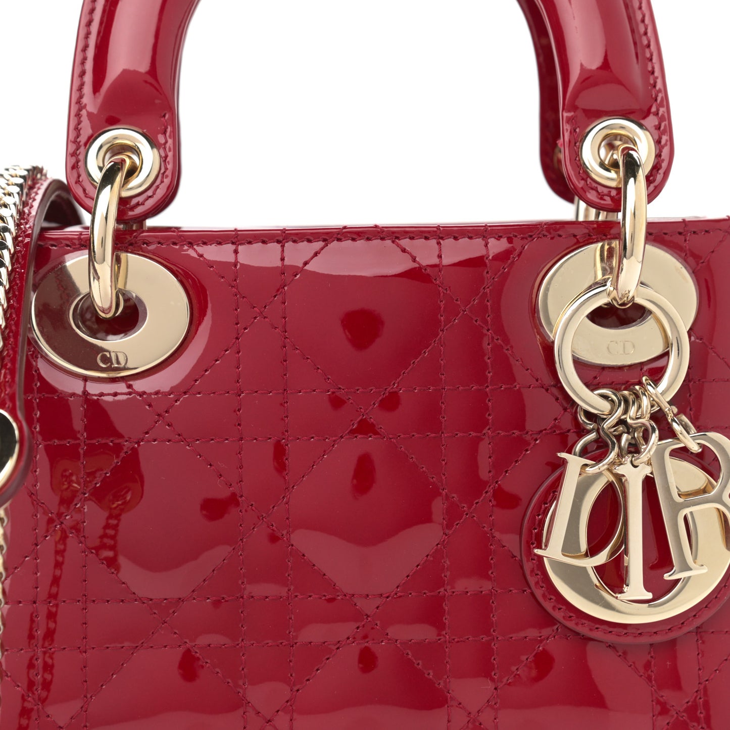 Patent Cannage Mini Lady Dior Red