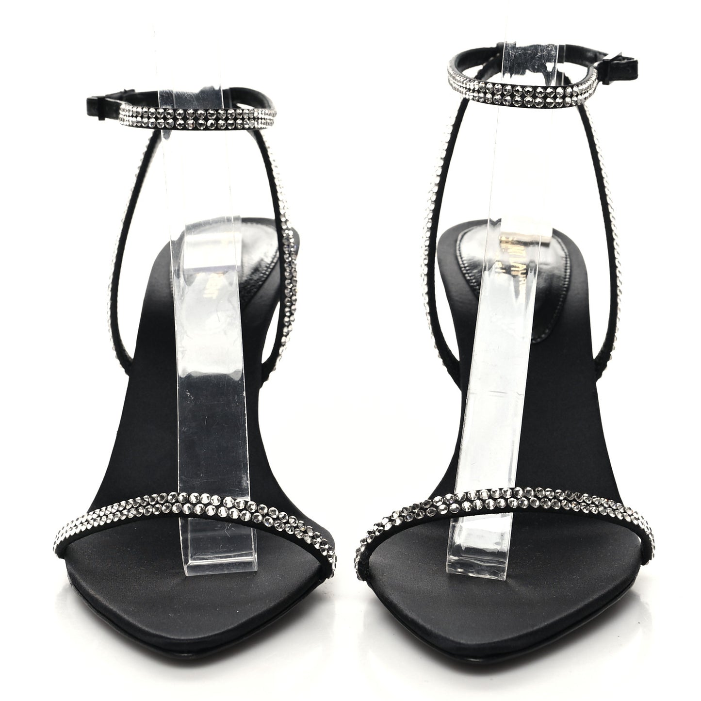 Satin Crystal Georgia 90 Sandals 36.5 Black