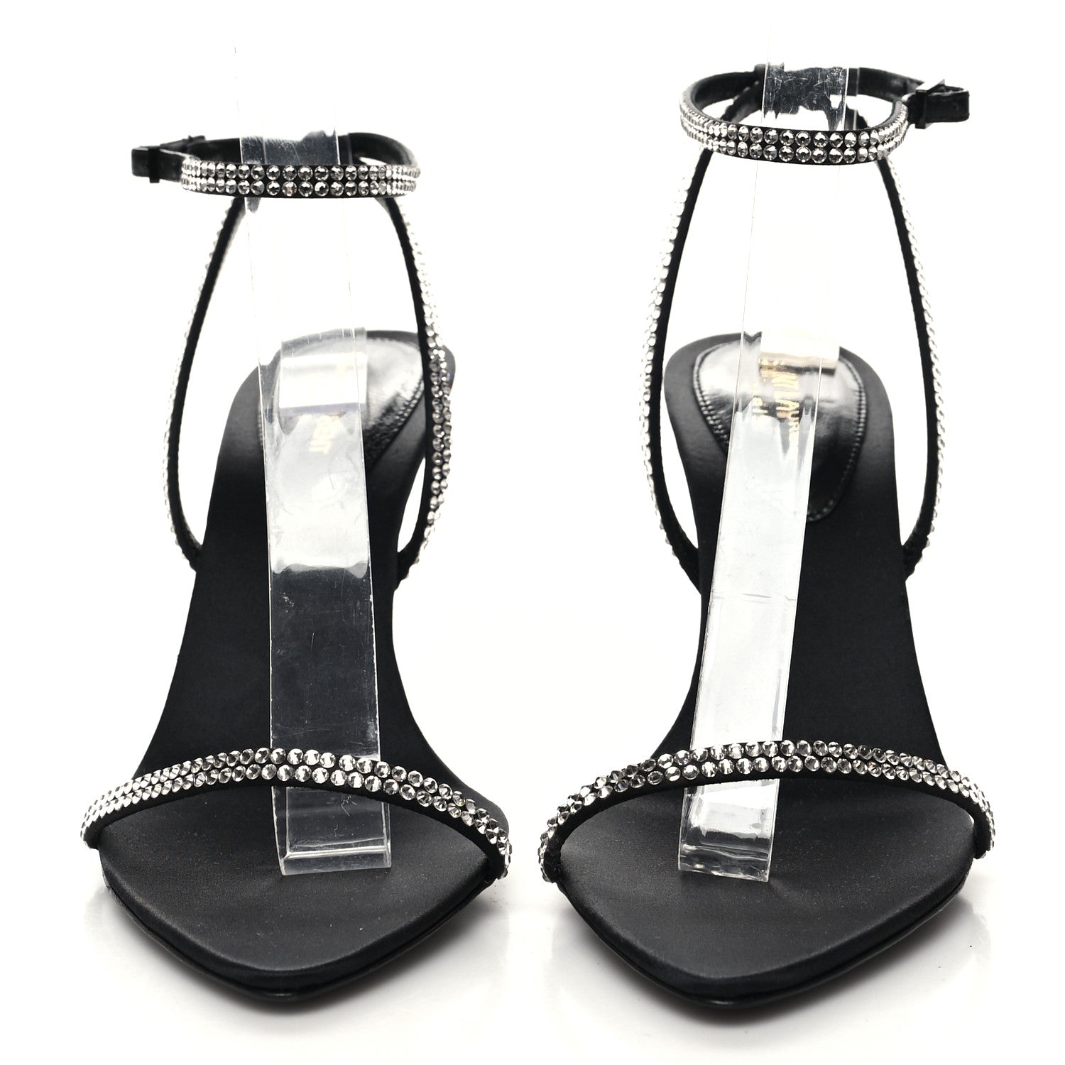 Saint Laurent Satin Crystal Georgia 90 Sandals 36.5 Black 2 of 7