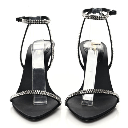 Saint Laurent Satin Crystal Georgia 90 Sandals 36.5 Black 2 of 7