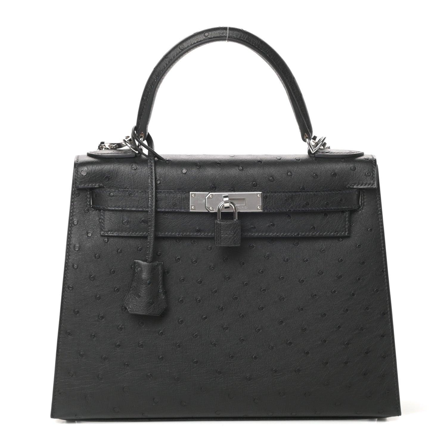 Hermes Ostrich Kelly Sellier 28 Black 1 of 11