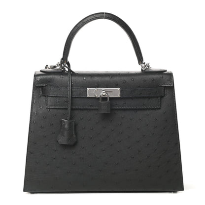 Hermes Ostrich Kelly Sellier 28 Black 1 of 11
