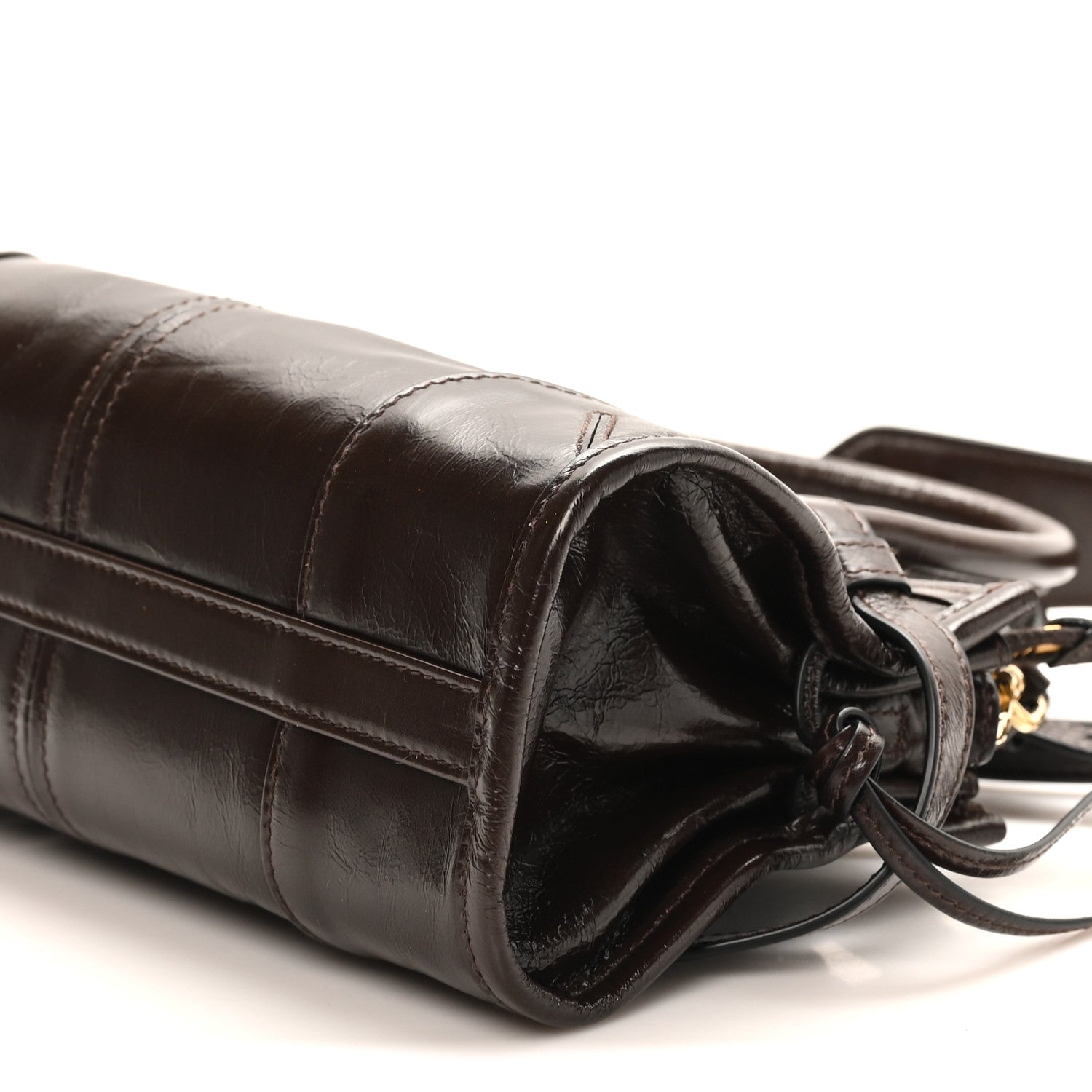 Prada Glossy Calfskin Triangle Mini Bonnie Shoulder Bag Moro 9 of 9