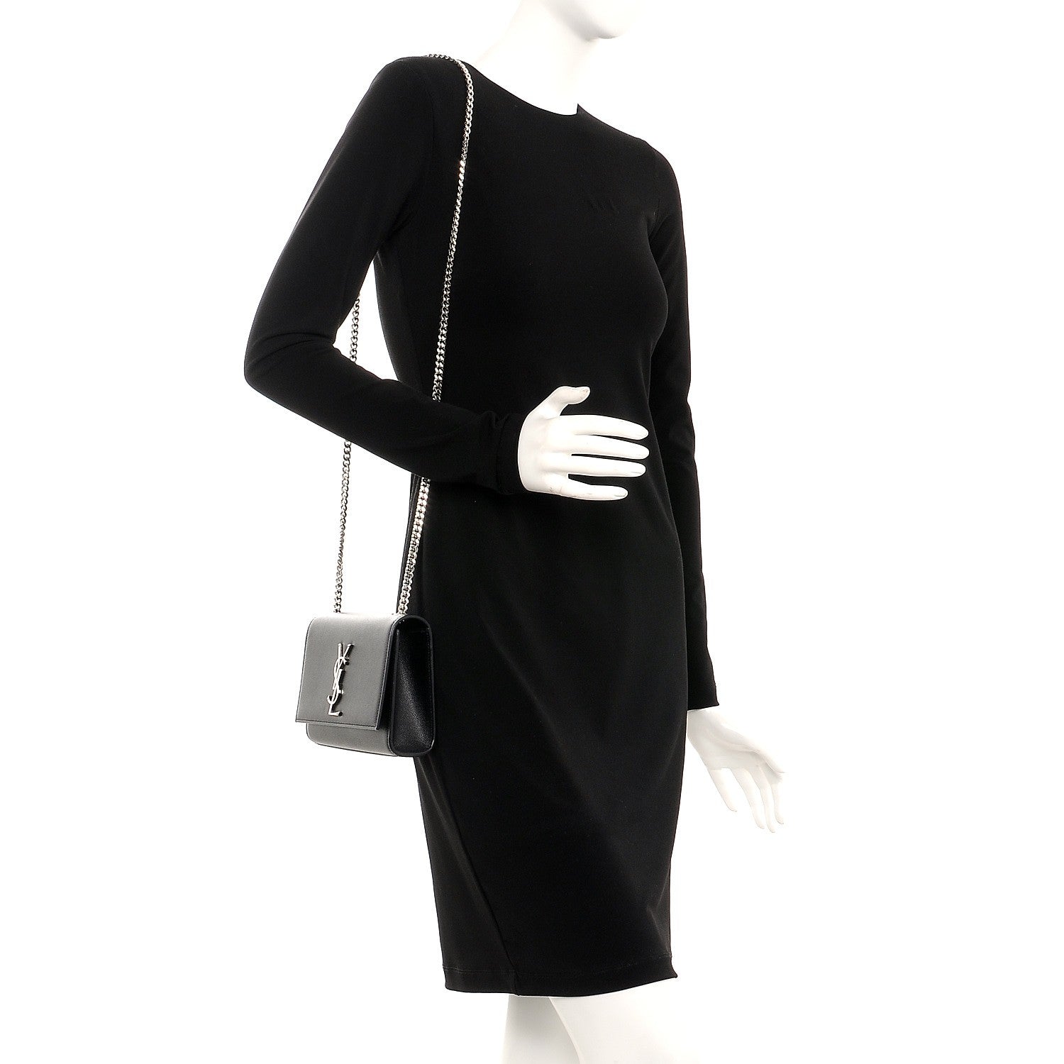 Saint Laurent Grain De Poudre Small Monogram Kate Satchel Black 2 of 7