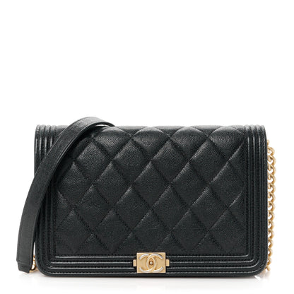 Chanel Caviar Quilted Boy Wallet On Chain WOC Black 1 of 11