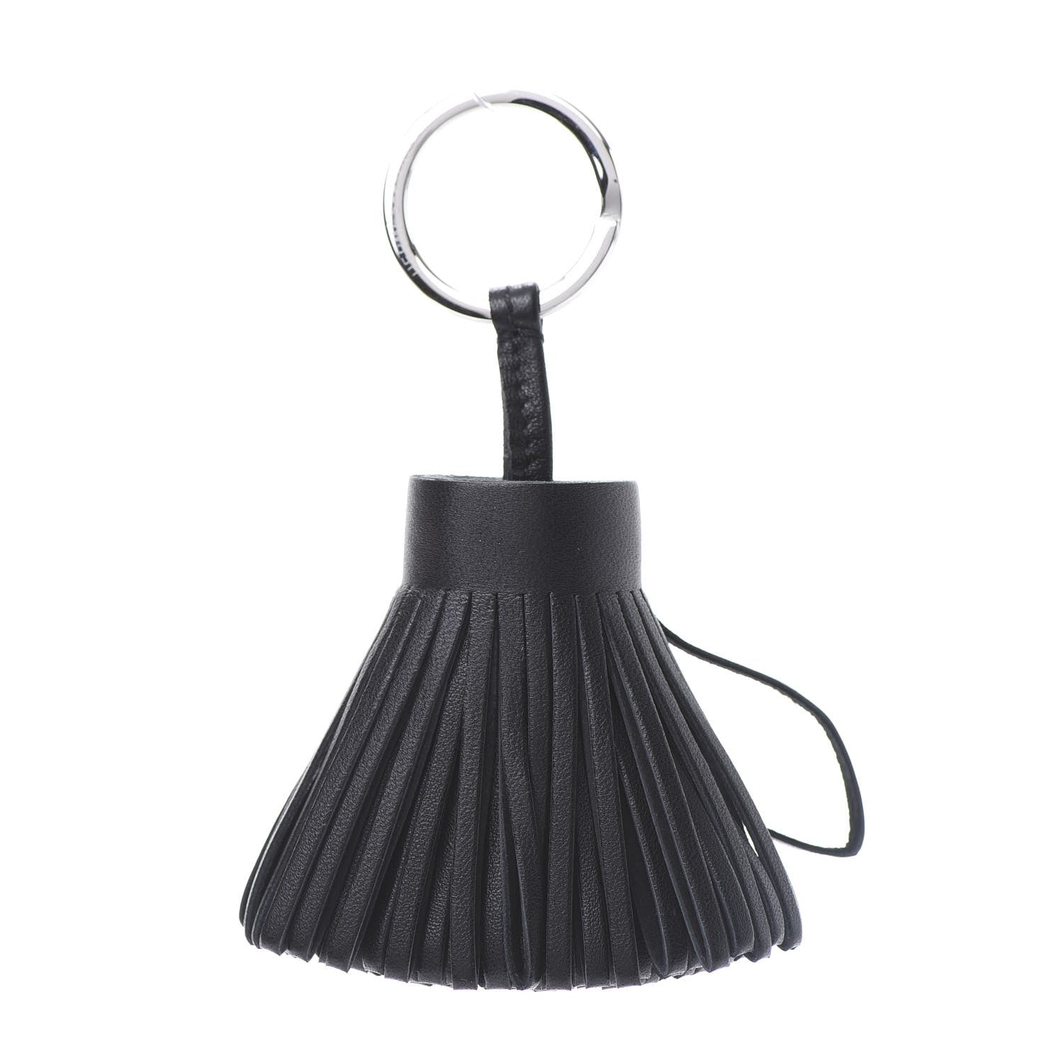 Hermes Lambskin Carmen Tassel Key Holder Black 1 of 5