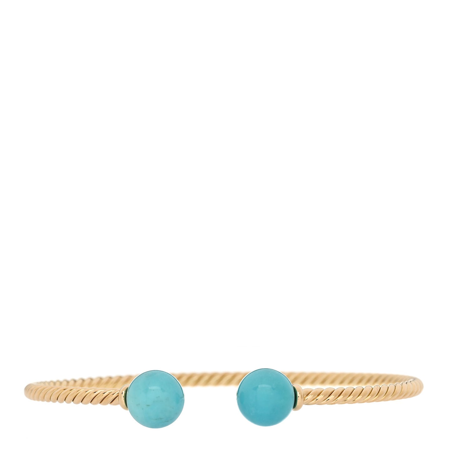 18K Yellow Gold Turquoise 8.5mm Solari Bead Bracelet