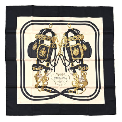 Hermes Silk Brides De Gala Scarf 90 Black Creme Gold 1 of 3