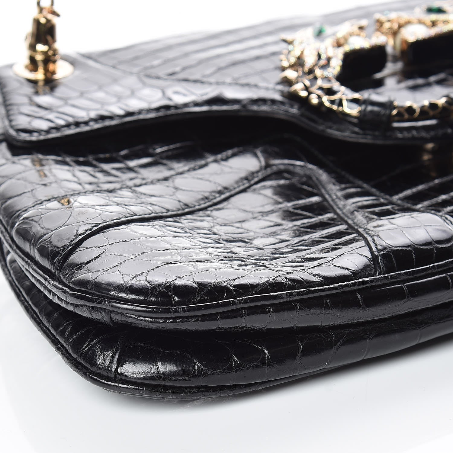 Gucci Crocodile Tom Ford Jeweled Dragon Bag Black 11 of 12