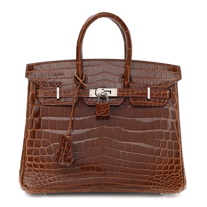Hermes Shiny Niloticus Crocodile Birkin 25 Miel 1 of 11