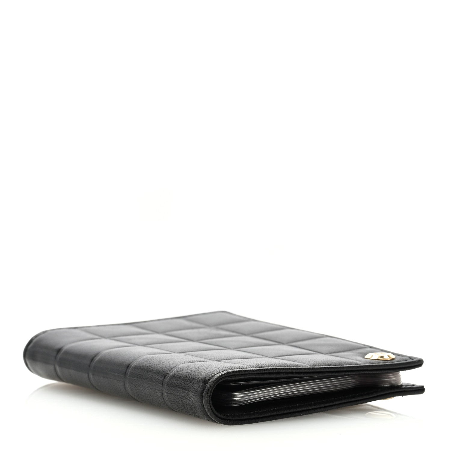 Chanel Lambskin Chocolate Bar Quilted Card Holder Wallet Black 4 of 7