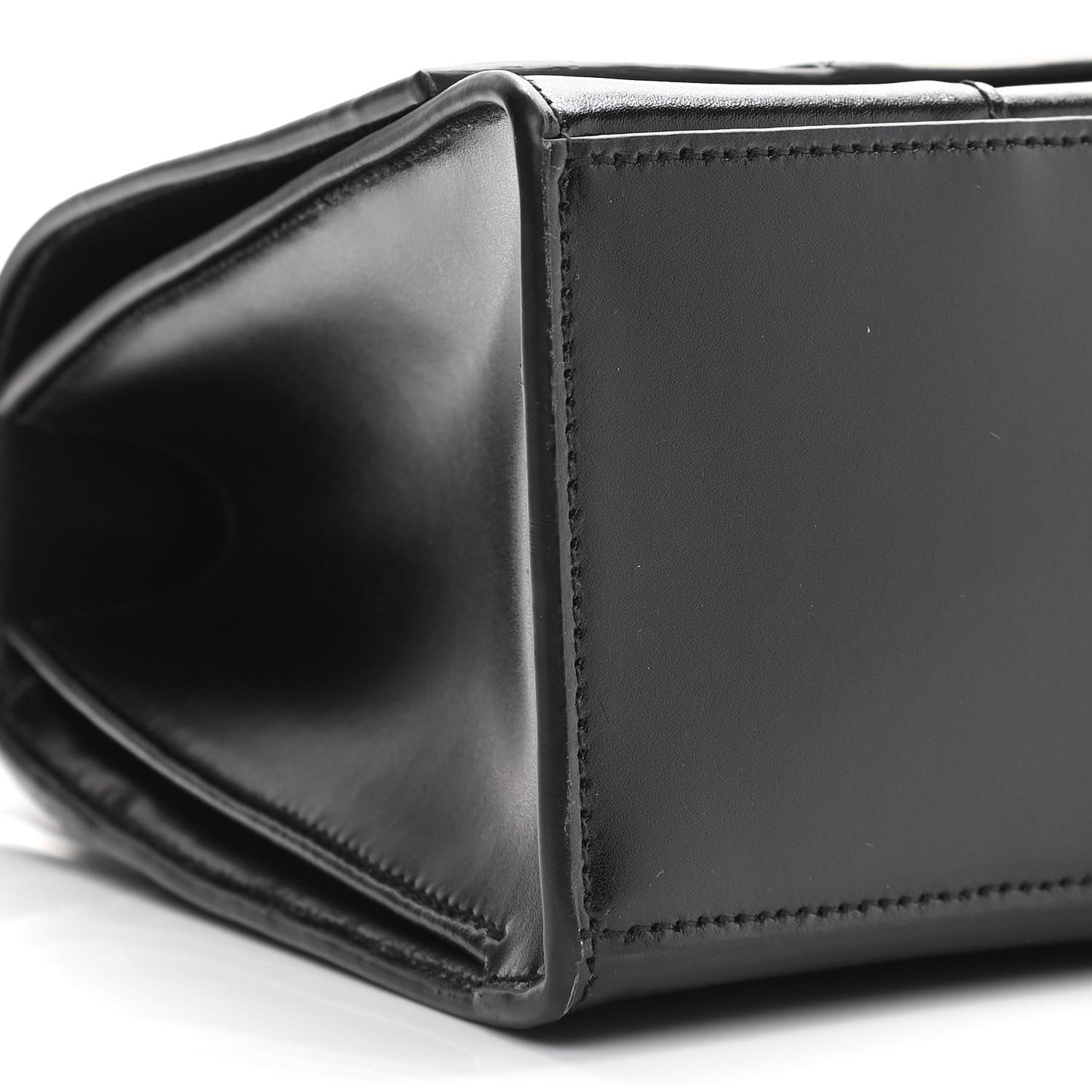 Shiny Box Calfskin Medium Hourglass Top Handle Bag Black