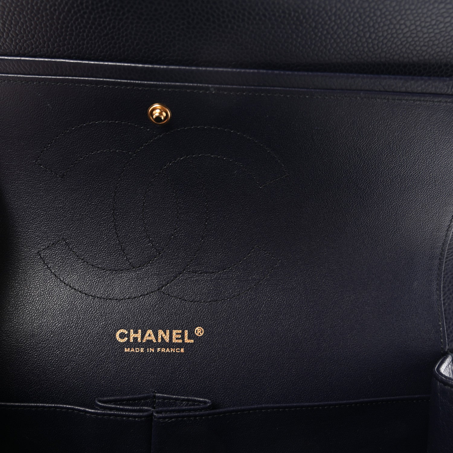 Chanel Caviar Quilted Jumbo Double Flap Navy Blue 6 of 10