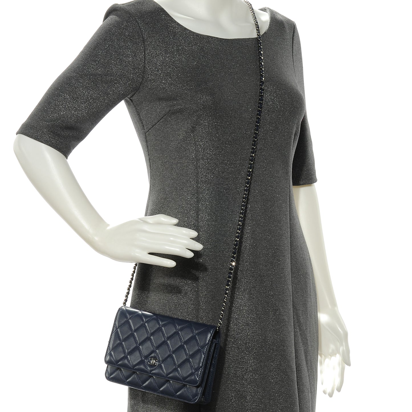 Lambskin Wallet On Chain WOC Navy