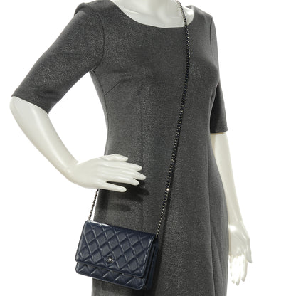 Chanel Lambskin Wallet On Chain WOC Navy 2 of 9