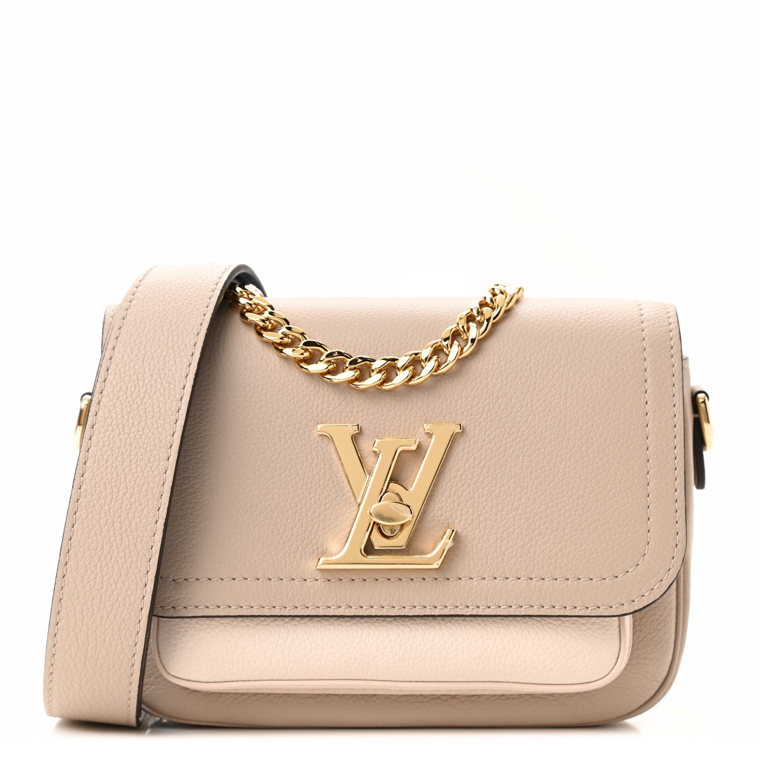 Louis Vuitton Grained Calfskin Lockme Tender Greige 1 of 10