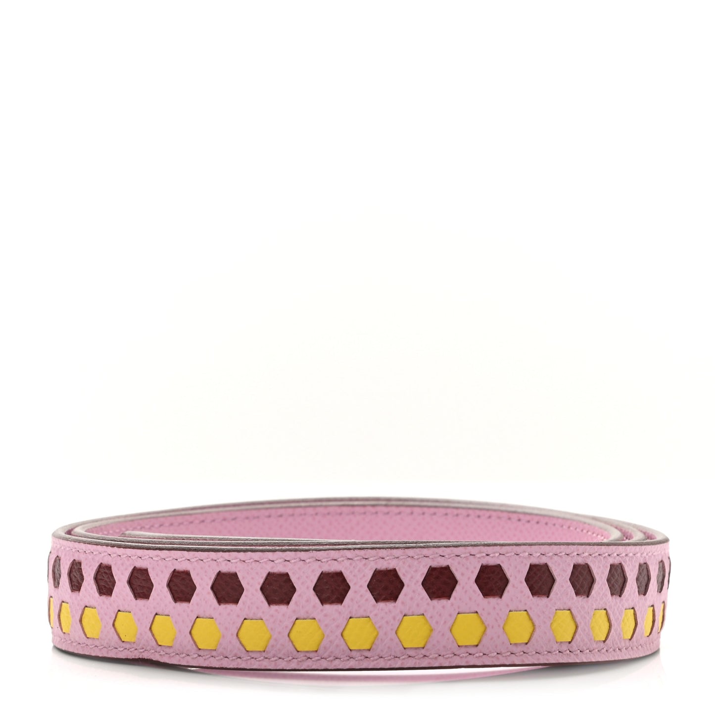 Epsom 25mm Hexagone Tressage Shoulder Strap Mauve Sylvestre Rouge H Jaune de Naples