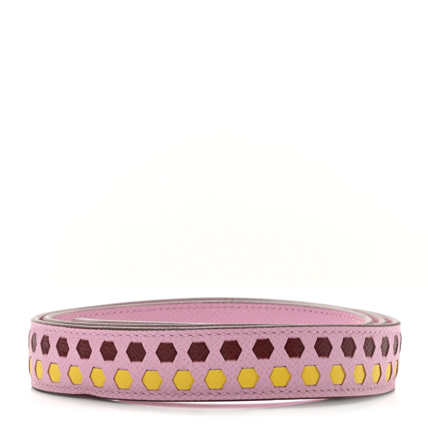 Hermes Epsom 25mm Hexagone Tressage Shoulder Strap Mauve Sylvestre Rouge H Jaune de Naples 2 of 5