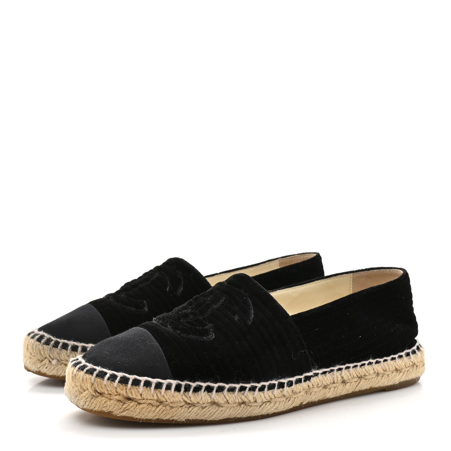 Velvet Grosgrain CC Espadrilles 38 Black