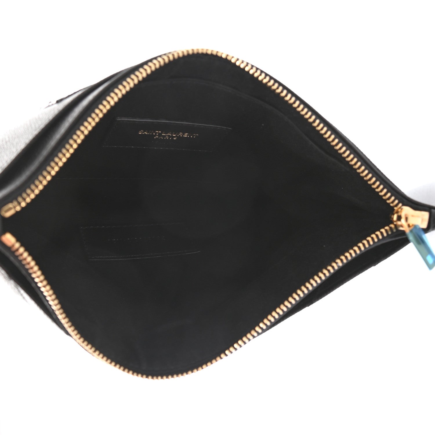 Saint Laurent Grain De Poudre Chevron Monogram Large Bill Pouch Black 5 of 8