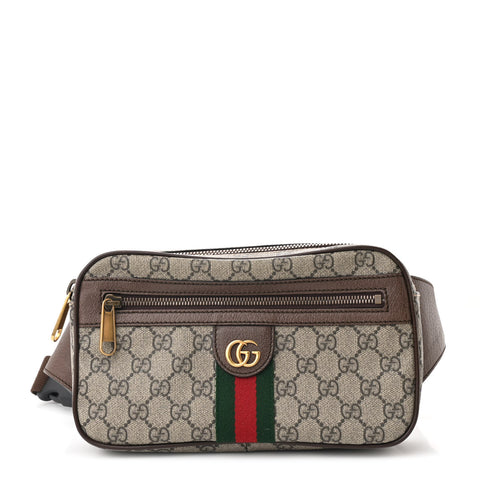 Soft GG Supreme Monogram Medium Ophidia Belt Bag Dark Brown