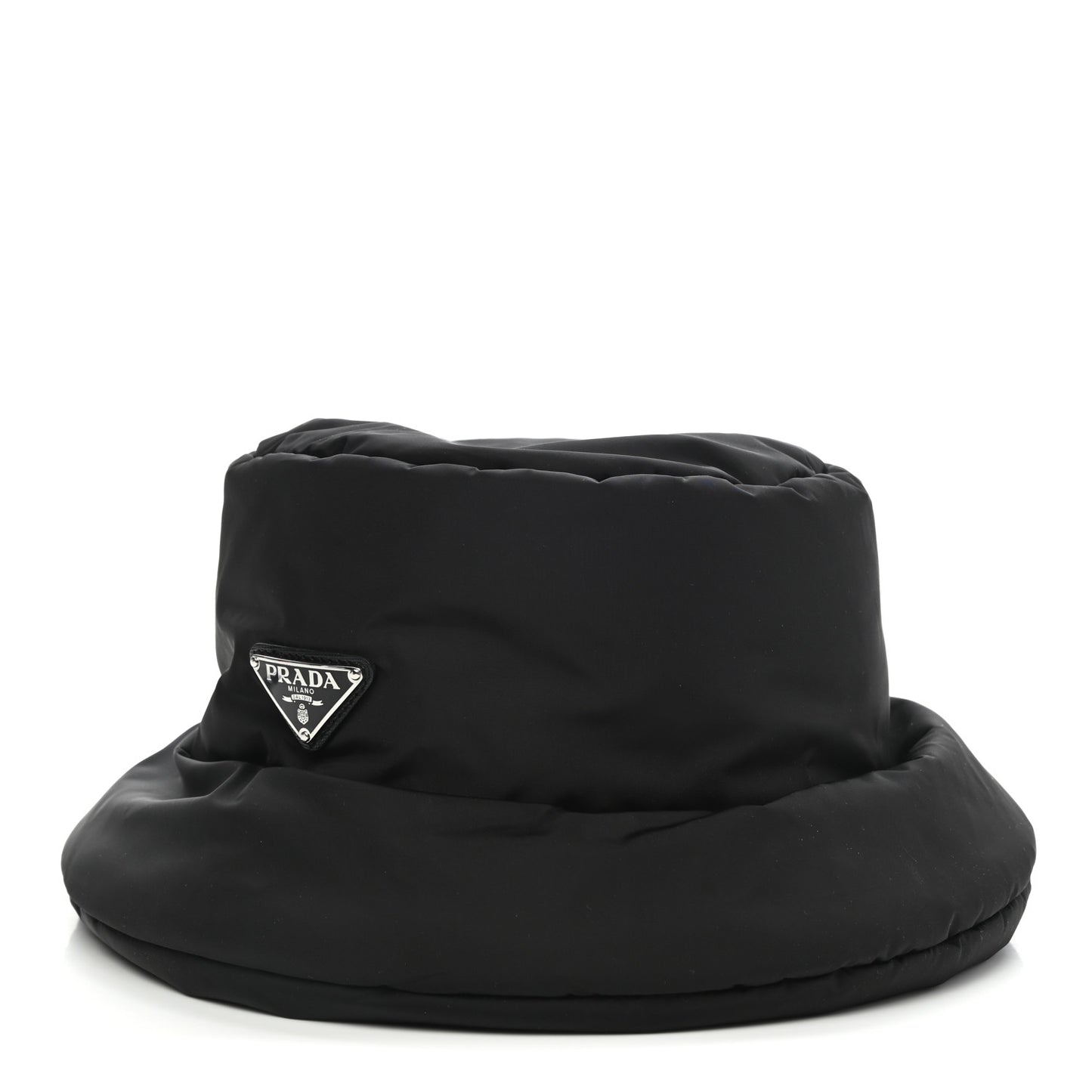 Re-Nylon Metal Triangle Logo Padded Mens Bucket Hat XL Black