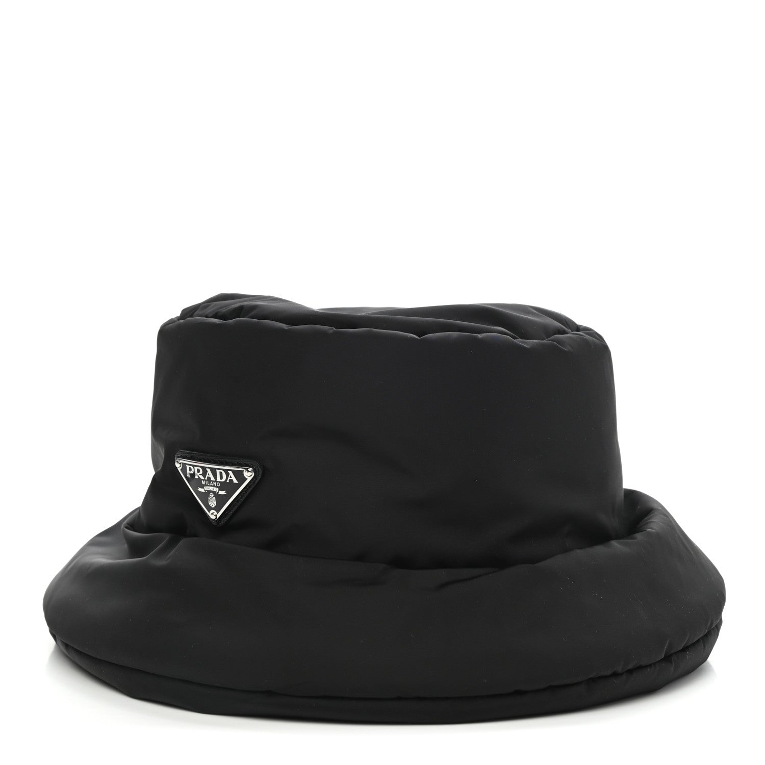 Prada Re-Nylon Metal Triangle Logo Padded Mens Bucket Hat XL Black 1 of 8