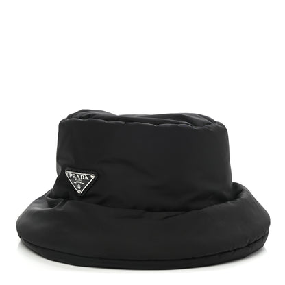 Prada Re-Nylon Metal Triangle Logo Padded Mens Bucket Hat XL Black 1 of 8