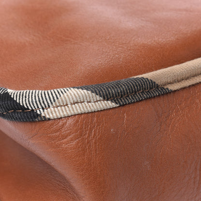 Burberry Calfskin House Check Trim Bates Shoulder Bag Cognac 19 of 33
