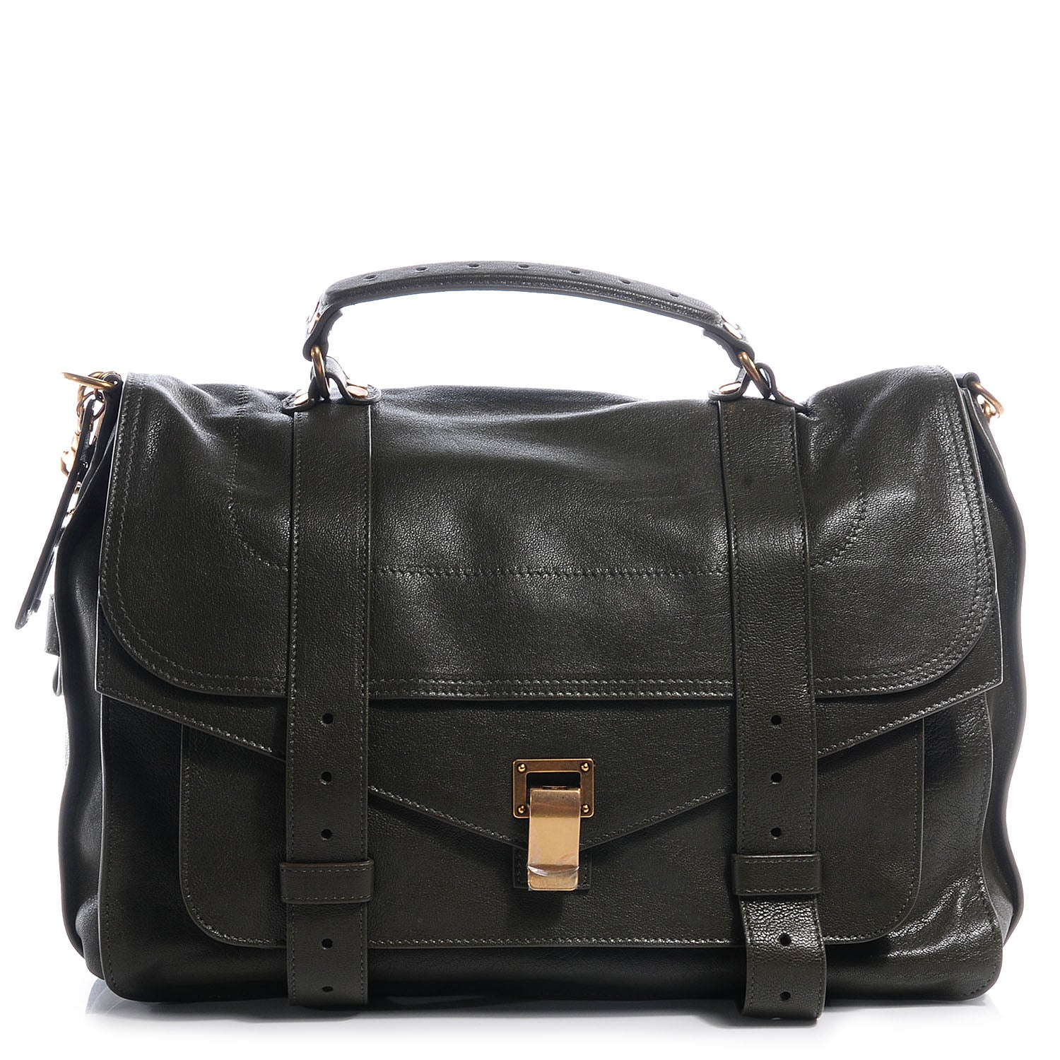Proenza Schouler Lambskin PS1 Large Satchel Military 1 of 8