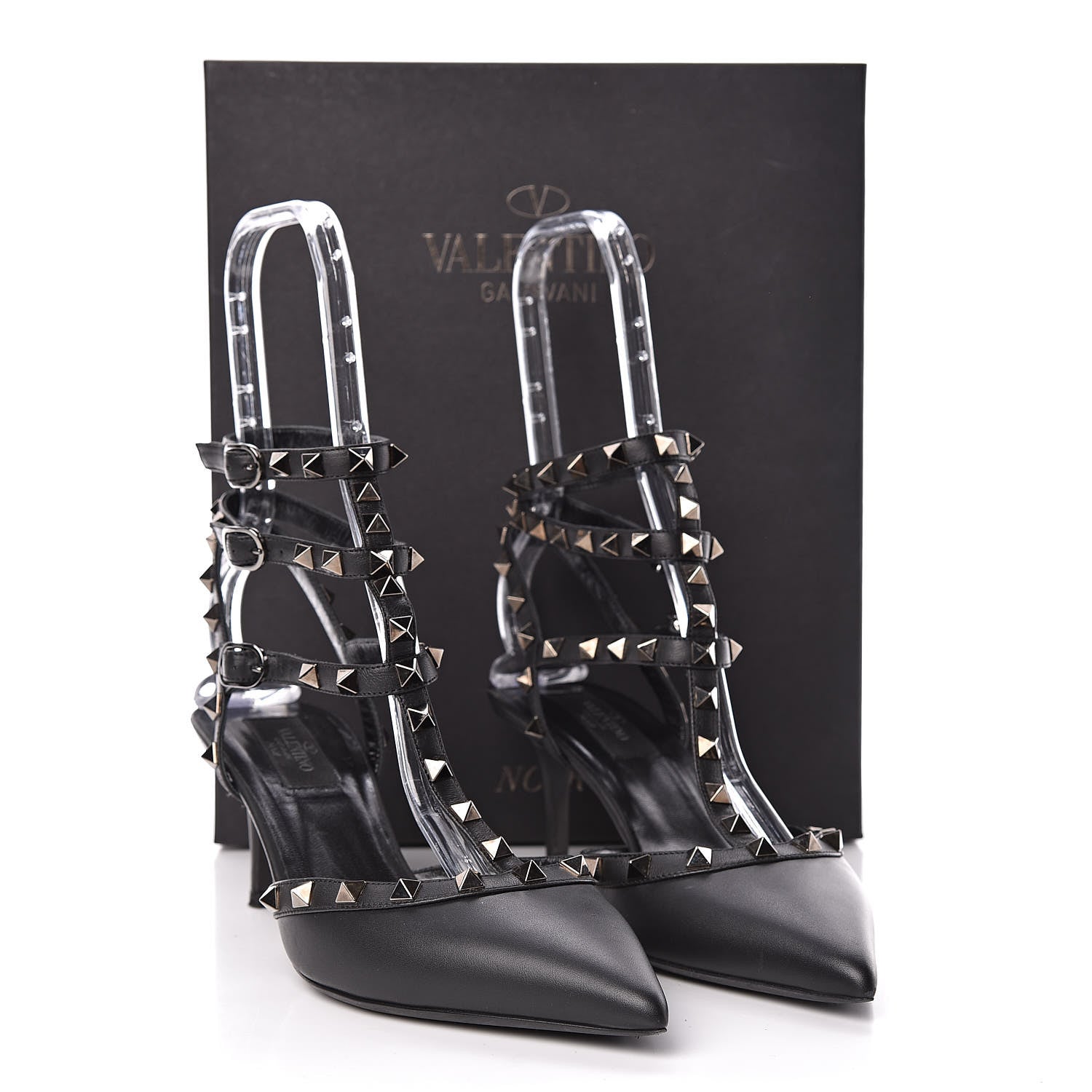 Valentino Garavani Calfskin Nappa Rockstud Ankle Strap 65mm Pumps 39.5 Black 9 of 9